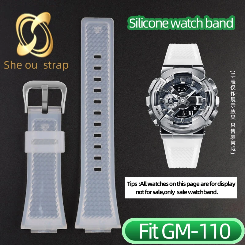 Ремешок силиконовый для часов черный оранжевый прозрачный белый браслет Casio G-SHOCK