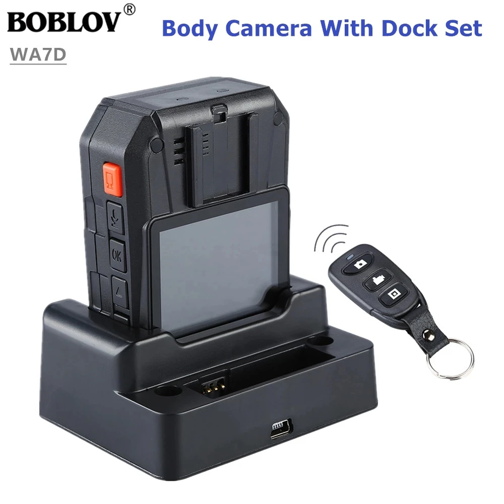 

BOBLOV WA7-D Mini Body Worn Camera Police HD 1296P Wearable Camera DVR Video Recorder Remote Control Police Camera W/Charge Dock