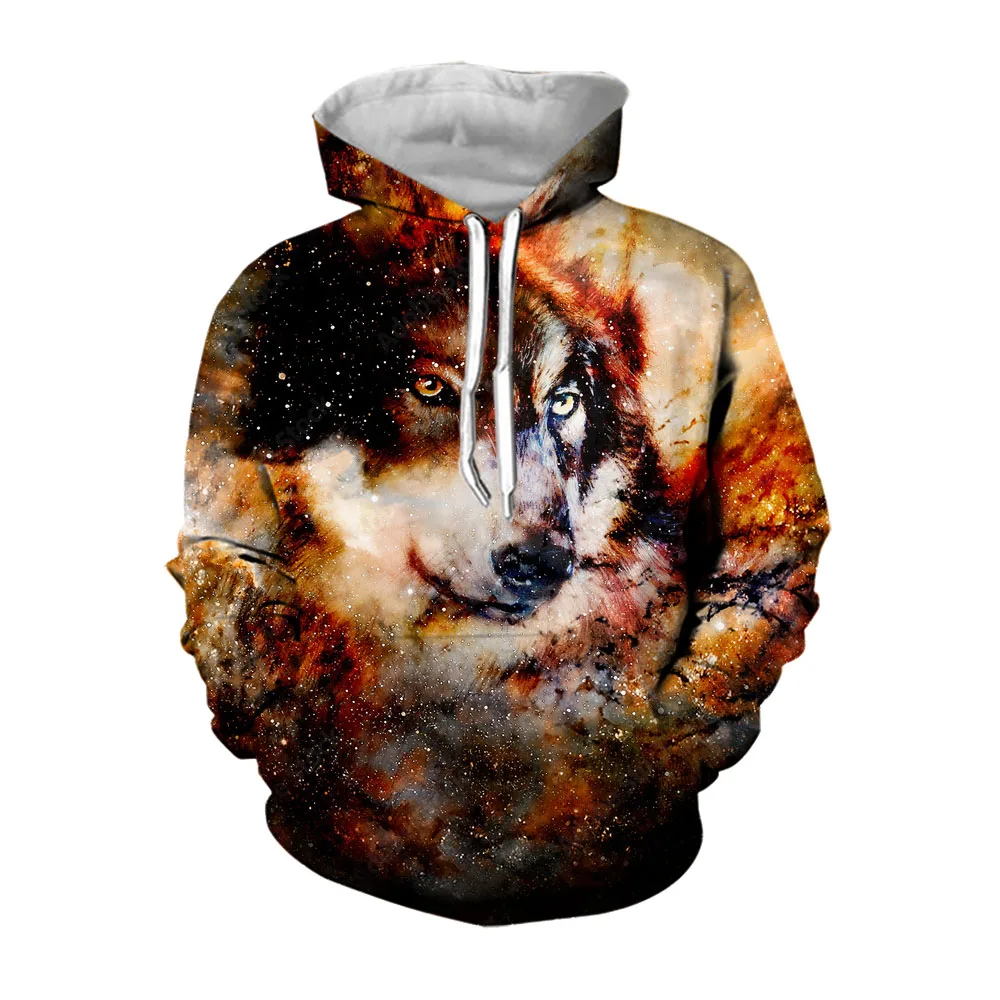 

Jumeast 3D Sci-fi Wolf Hoodies For Men Animal Print Handsome Hooded Sweatshirts Length Sleeve Hoodie Mens Oversized Streetwear