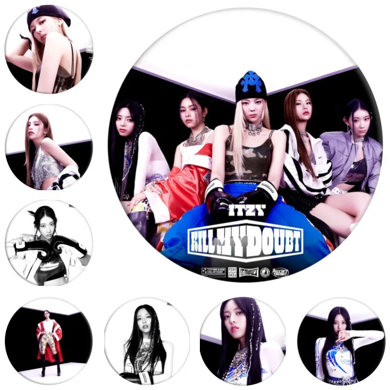 Круглая брошь в виде фотографий KPOP ITZY, значок «убить мое сомнения», булавки, аксессуары для сумок YUNA Yeji Ryujin LIA, коллекционные аксессуары для фанатов