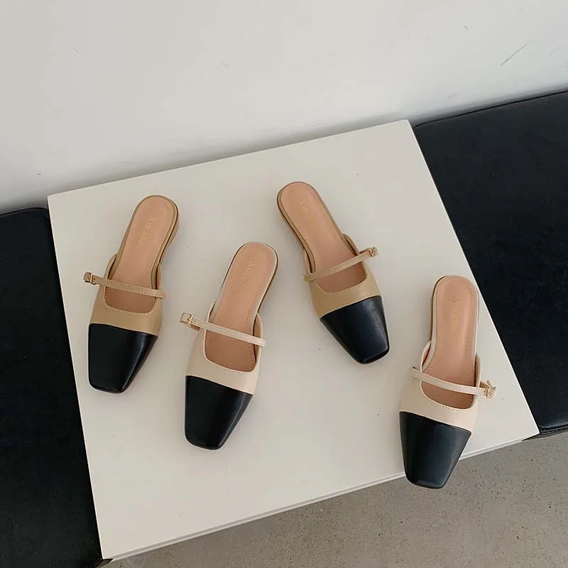 

Босоножки женские разноцветные на квадратном каблуке, с закрытым носком, разные цвета