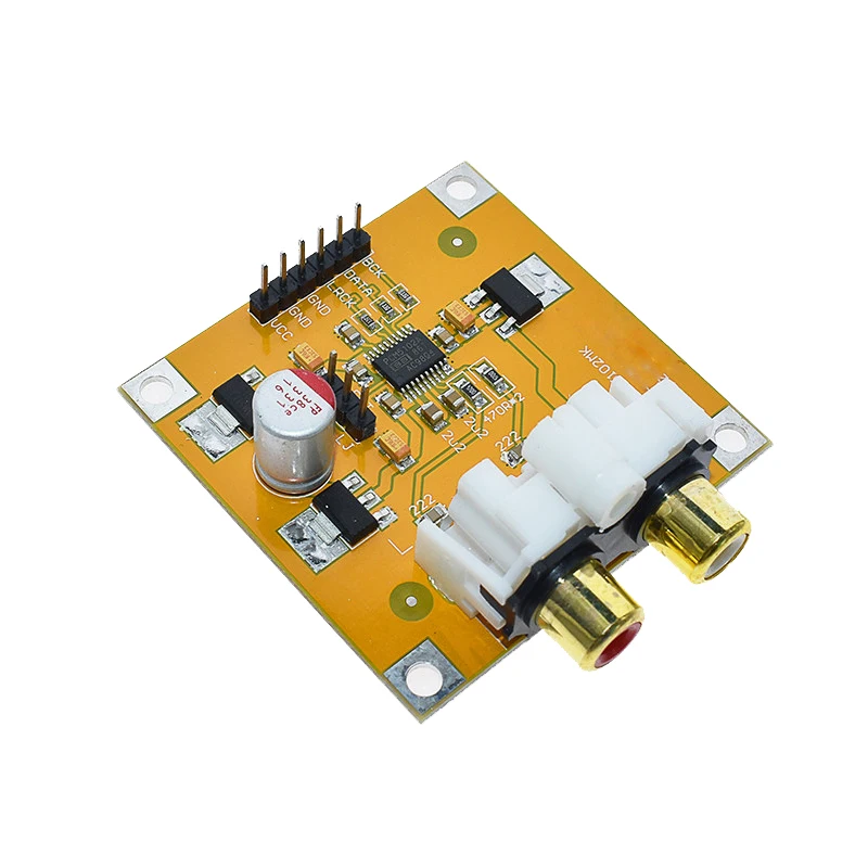 Фото Аудиодекодерная плата PCM5102 для Raspberry Pi, цифровой аудиомодуль I2S, 112 дБ SNR, вход DC 5-10 В, двойной аналоговый выход RCA №5