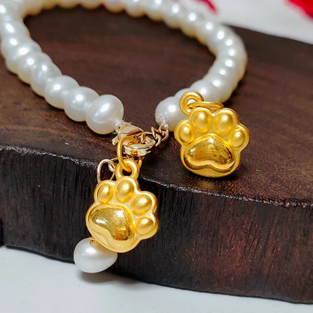 

Pure 999 24K Yellow Gold Men Women Lucky Tiger Claw Bracelet