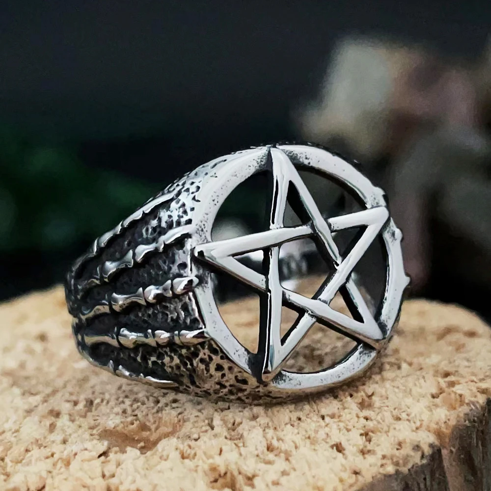 

Vintage 316L Stainless Steel Dragon Claw Ring Men Punk Hip Hop Fashion Hollow Pentacle Ring Jewelry Creative Gifts Dropshipping