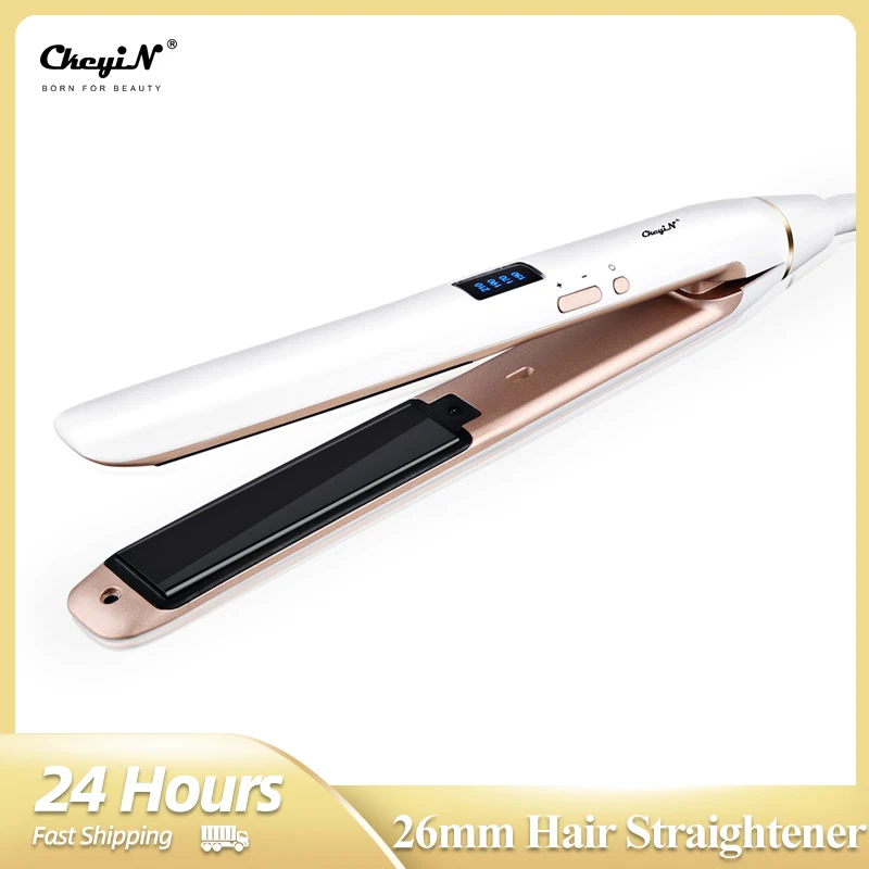 

CkeyiN 26mm Hair Straightener 2 in 1 Professional Curling Iron Ceramic Straightening LCD Display Curler Wand Salon Styling Tool