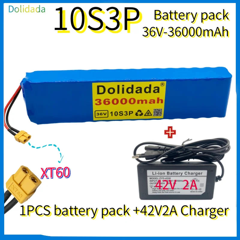 

Новый литий-ионный аккумулятор 36 В 36000 мАч 600 Вт 10s3p 20A BMS M365 Pro электровелосипед велосипед Scooter XT60 или Tplug + 42 в 2 зарядных устройства