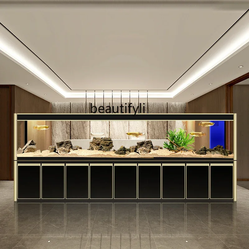 Большой экологичный аквариум для гостиной нижний фильтр замены воды рыб с белым