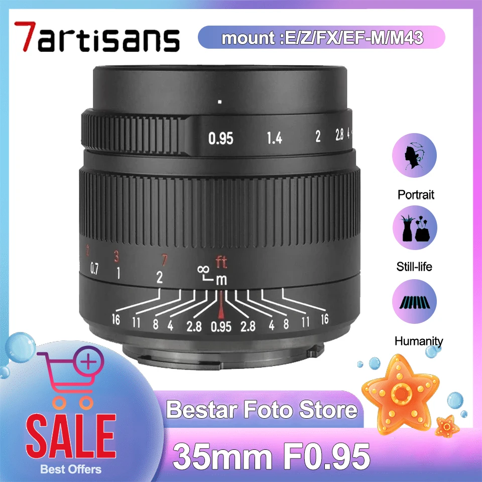 7artisans 35 мм F0.95 MF APS-C Большая диафрагма разработанная для темных фотографий
