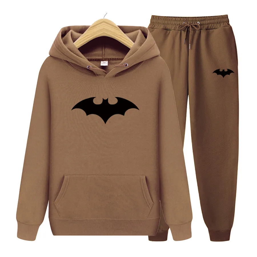 

Men's Sports Suits Fleece Sports Suits Women Bat Print Autumn and Winter Men's Sportswear 2021 New Warm Clothes