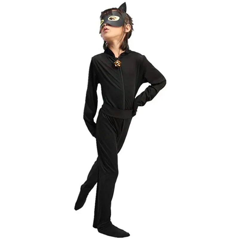 Детский костюм для косплея черный кота черного цвета Хэллоуина Ноэля 3