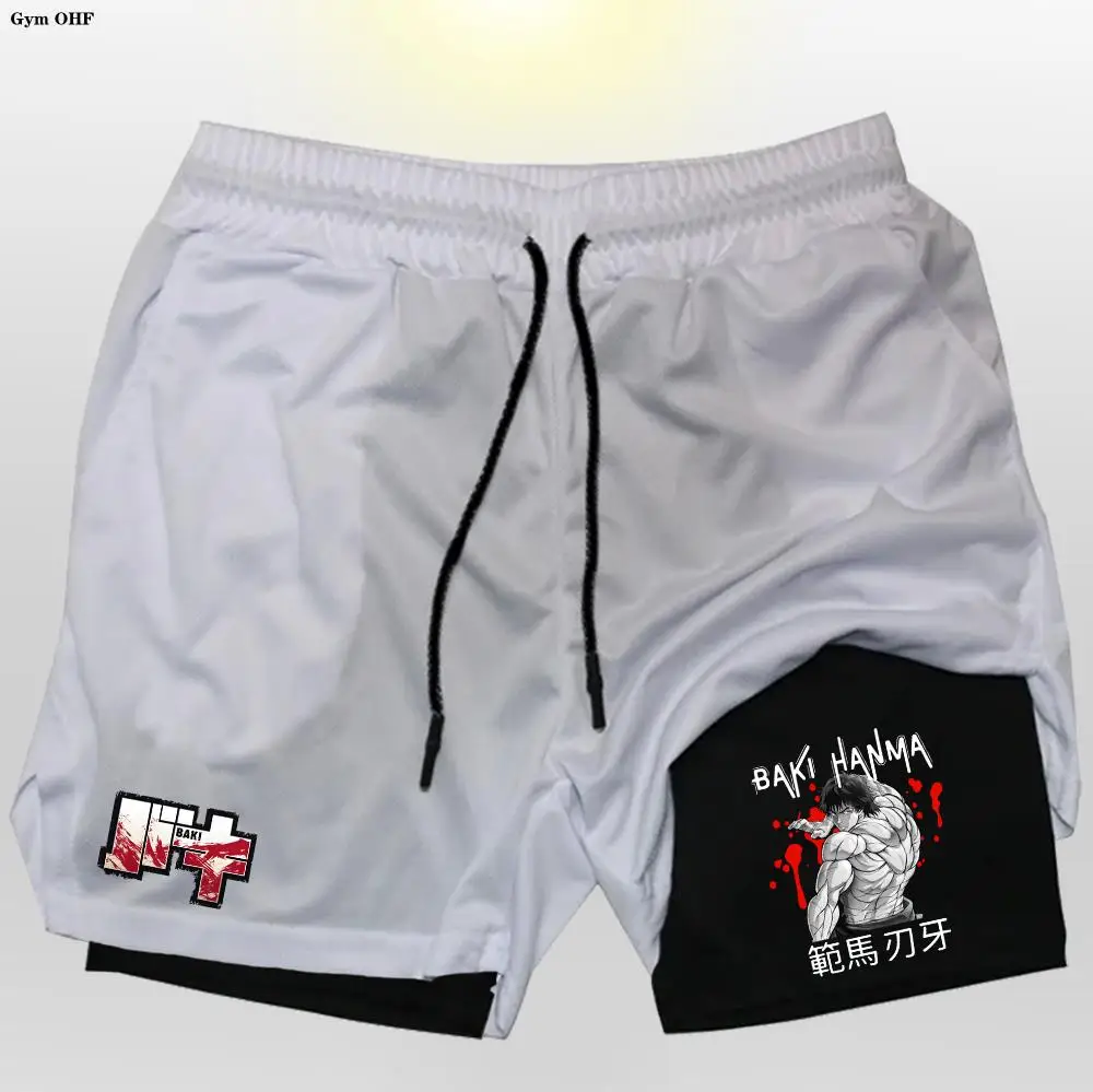 Мужские Спортивные Шорты 2-в-1 Дышащие Двухслойные Для Бега Тренировок В