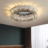 New LED Crystal Ceiling Lights Postmodern Living Room High-end Round Bedroom Lamp Home Decoration Flush Mounted Fixtures