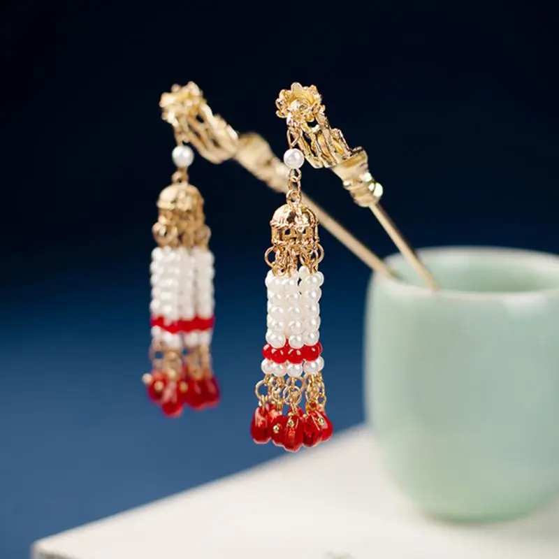 

Vintage Metal Hair Stick with Tassel Hair Accessories for Women Chinese Hanfu Hairpin Headdress