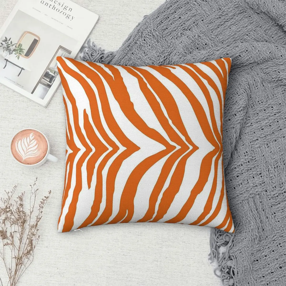 Фото Квадратная наволочка Zebra Burnt Orange White из полиэстера, льна и бархата, креативная декоративная наволочка для подушки, чехол для автомобильной подушки 18 дюймов №4