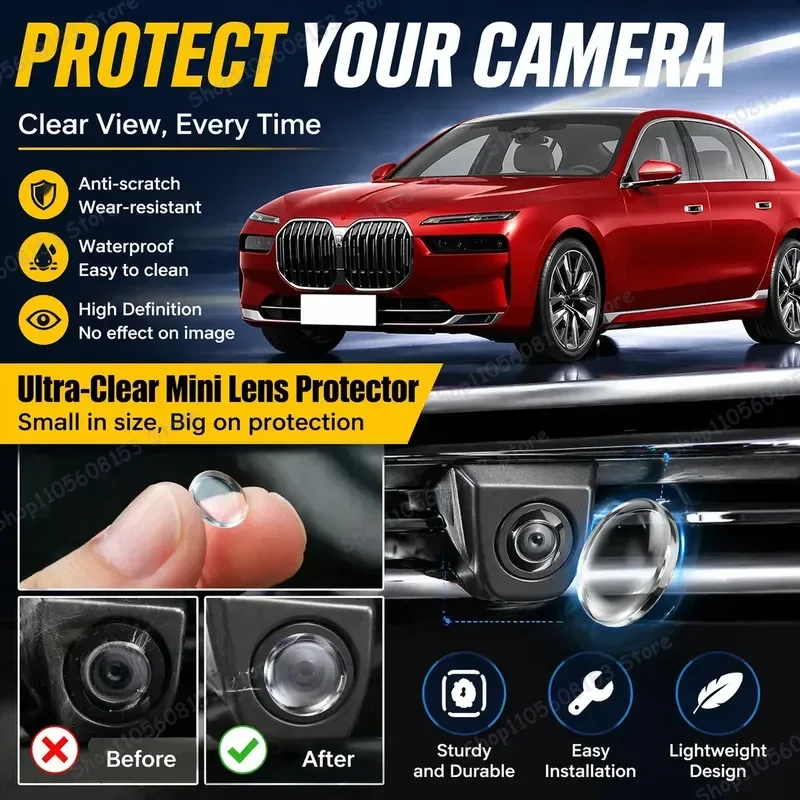 Фото Для BMW 7 серии F01 F02 G11 G12 G70 2015–2026: Защитная наклейка на объектив камеры заднего вида 360° из поликарбоната, устойчивая к царапинам №1