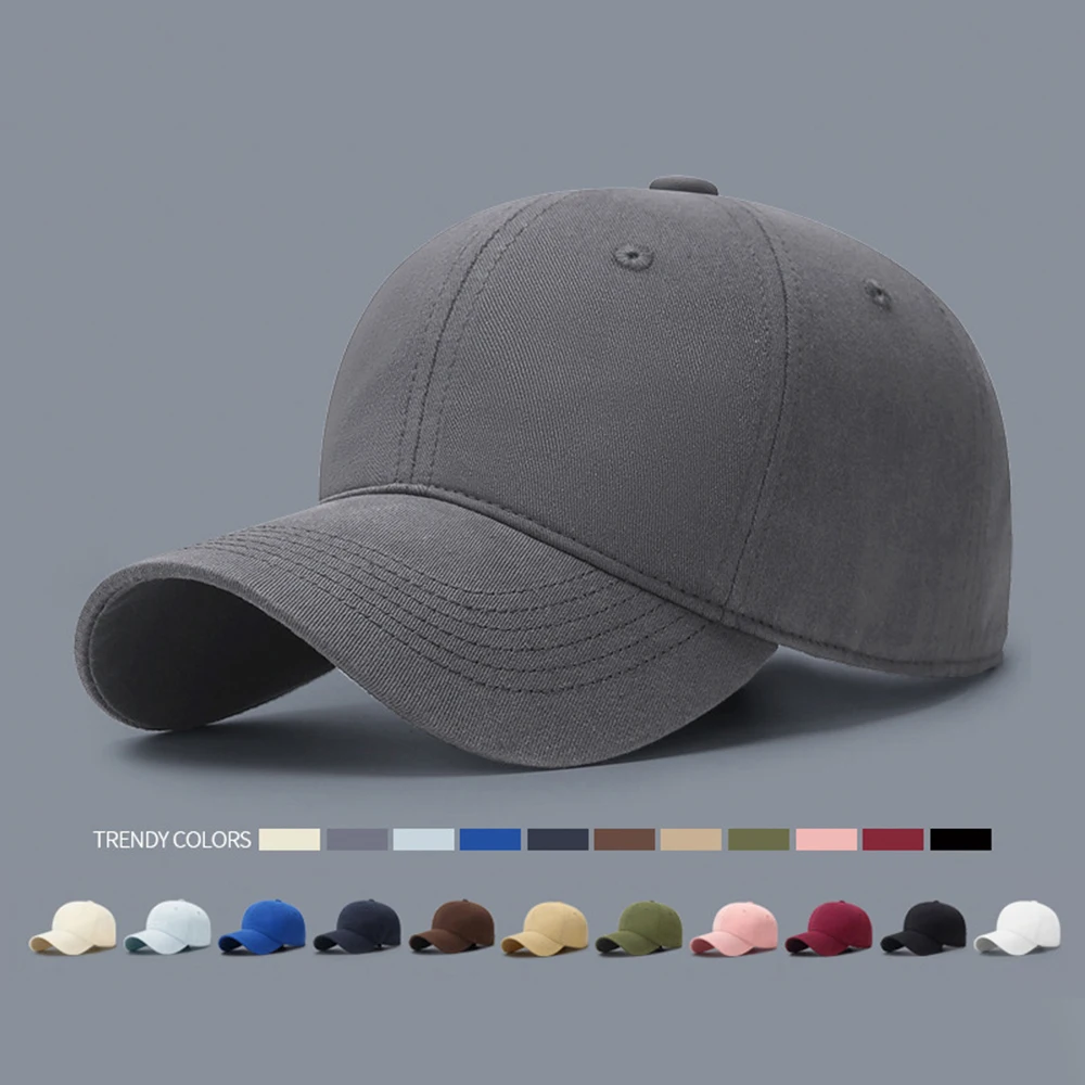 

Snap Back Solid Hat Trucker Baseball Cap Soft Top Men And Women Korean Version Simple Large Size Fashion High-quality Peaked Cap