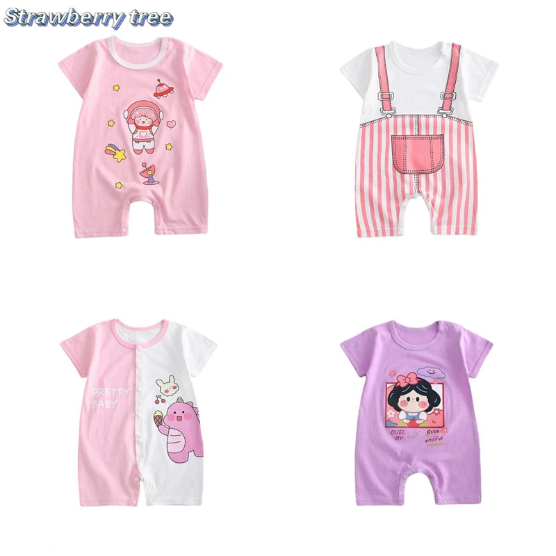 Детский хлопковый комбинезон с коротким рукавом для новорожденных |