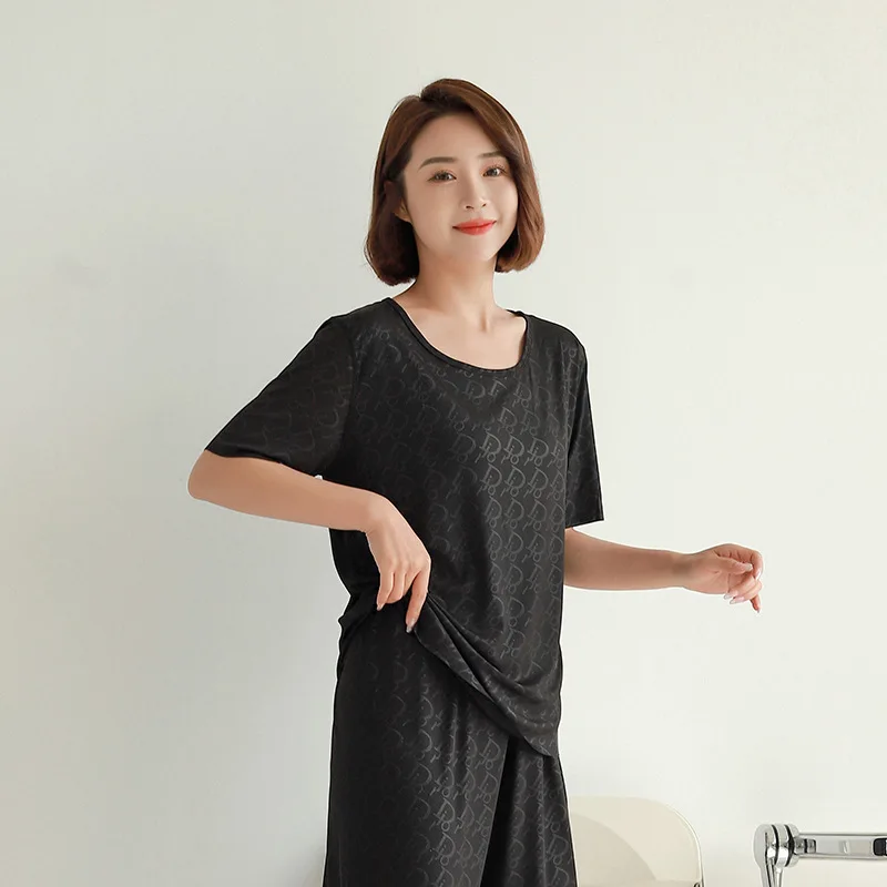 Summer Pajama Female Thin Pajama Sets Short -sleeved Trousers Night Clothes Soft Cool Pajamas for Women Pijama Mujer Loungewear