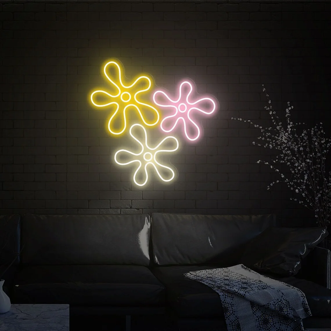 Неоновая вывеска в виде цветка на заказ неоновая Цветочная фотография декор для