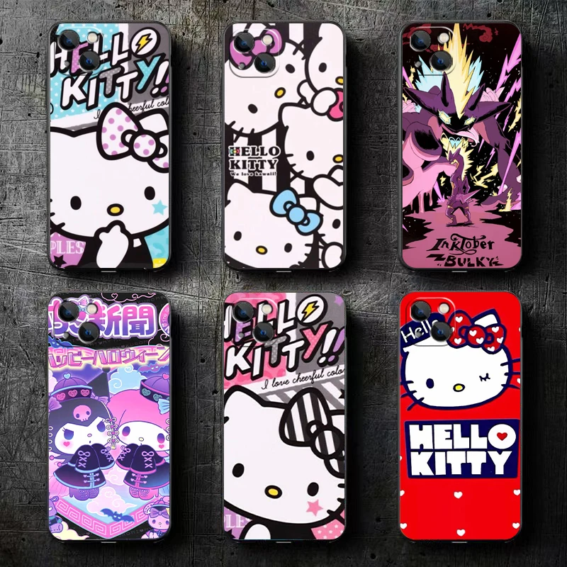

TAKARA TOMY Hello Kitty Cat Phone Case For iPhone 11 12 13 Pro MAX 6 6S 7 8 Plus X XS XR Mini SE 2020 Coque Carcasa Black Funda
