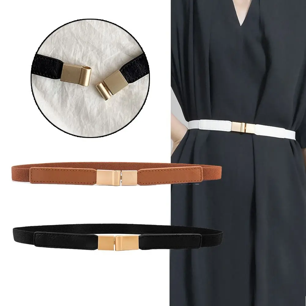 

Fashion All-match Elastic Casual Gold Buckle Waistband Thin Waist Belt Wild Skirt Bands Ladies Dress Cummerbund
