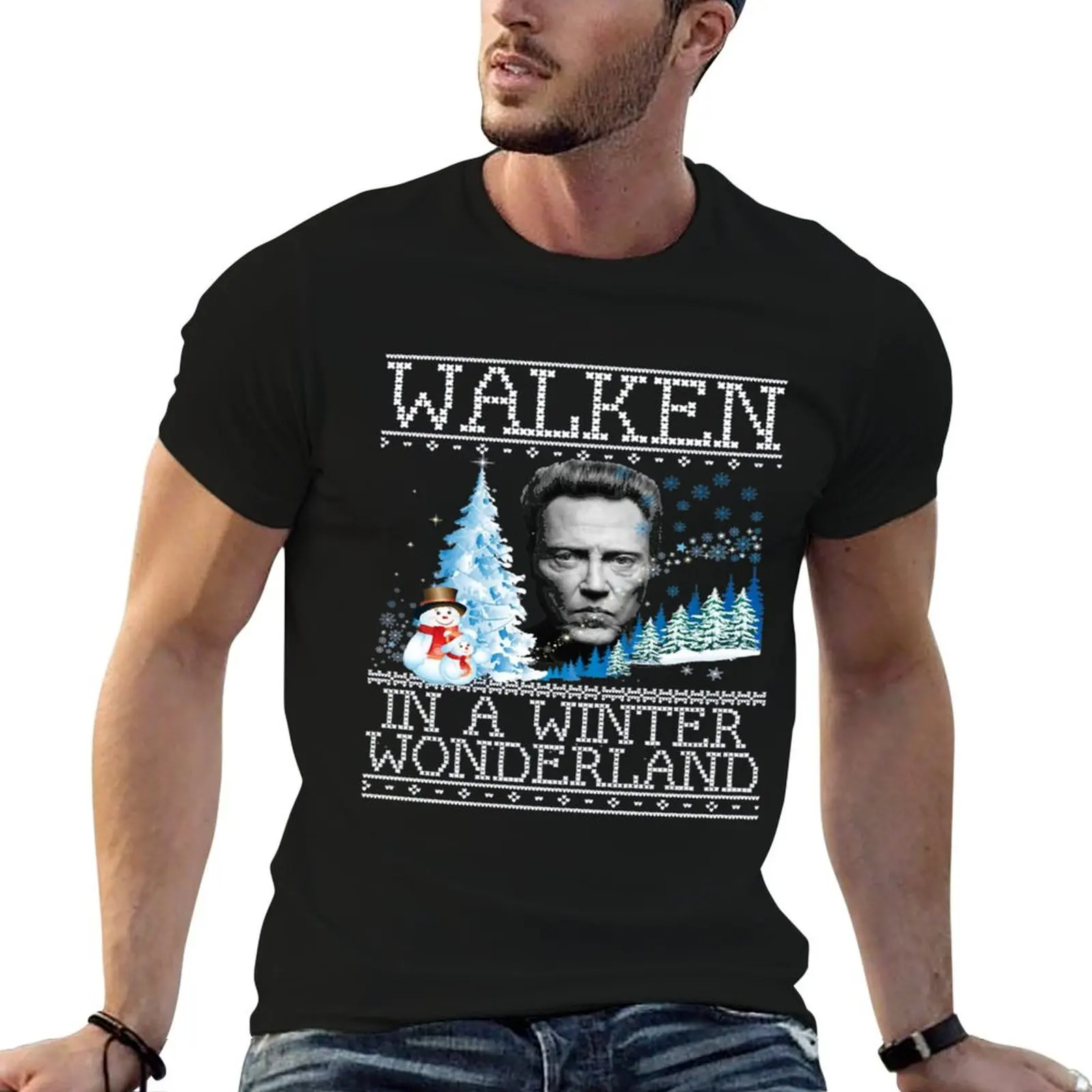 Фото Повседневный подарок Walken, хлопковая футболка с изображением Кристофера, мужской джемпер, рождественская рубашка, рубашка для фильма, мужская футболка №1