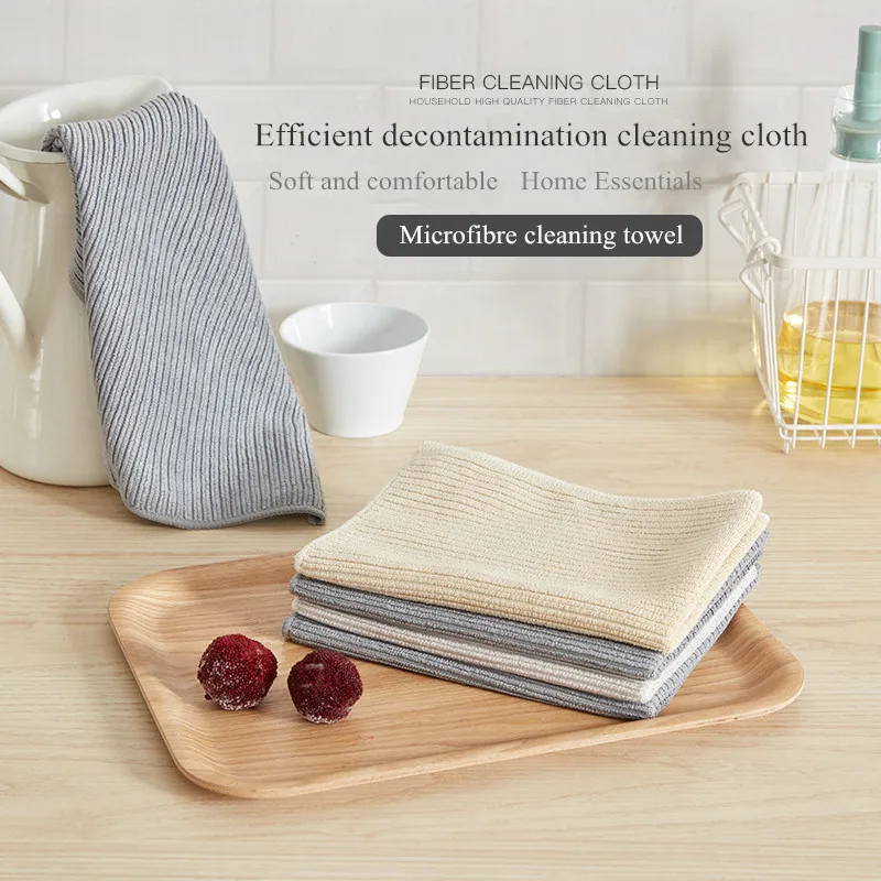 

3PCS Strong Cleaning Cloth Microfiber Kitchen Cleaning Towel Dishwashing Non-stick Oil Rag Household Bathroom Clean Dishcloth