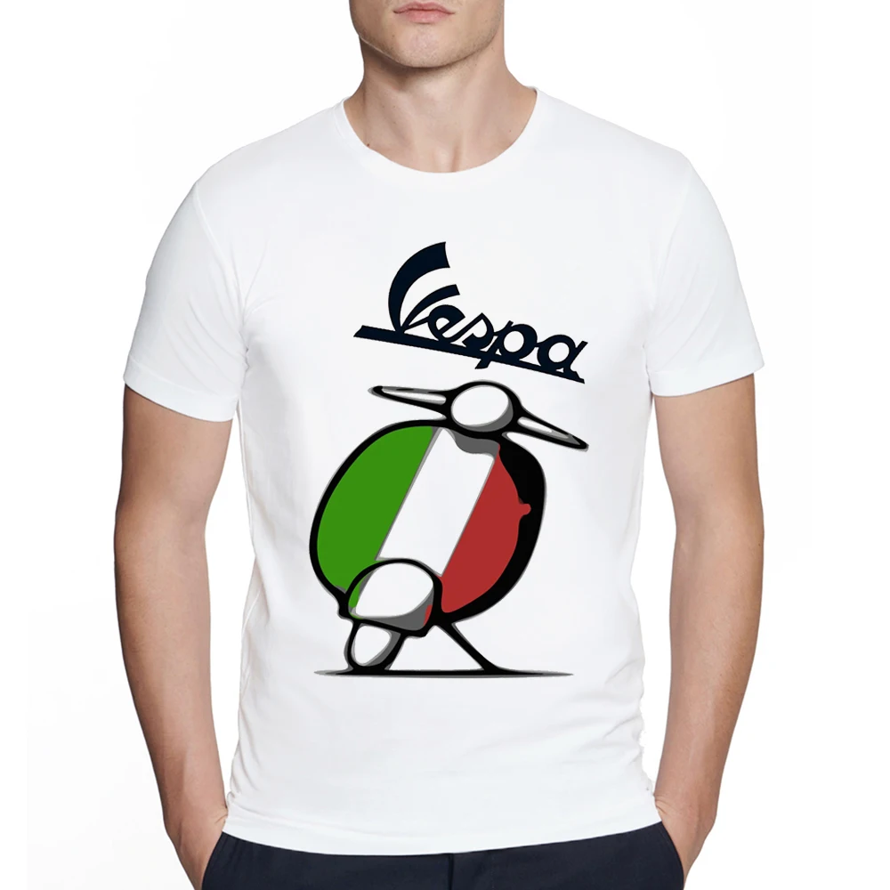 Винтажная Мужская Классическая футболка Vespa scooter italia с коротким рукавом и