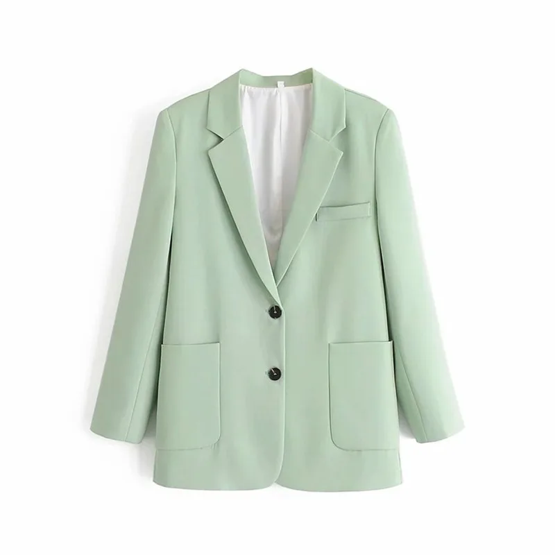 Sweet Candy Colors Blazer Suit Korean Fashion Women Slim Single Breasted Solid Colors Casual Office Blazer Girl Chic Green Coats