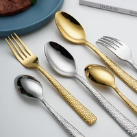 mirror golden stainless steel cutlery set childrens fork knife soup dessert ice spoon complete dinner dinnerware set chopsticks