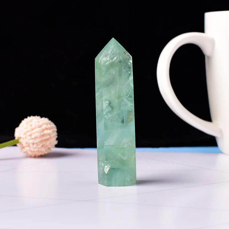 

Натуральный Зеленый Флюорит, Целебный Камень, Полированная Ограненная Башня, Шестигранная Призма, Размер 50-80 Мм