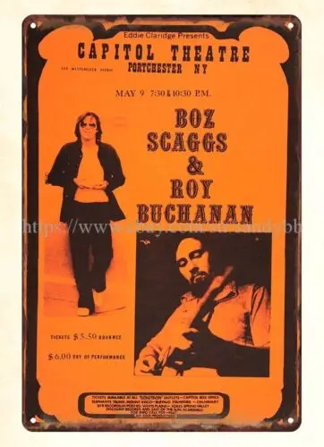1974 Boz Scaggs Roy Buchanan Portchester NY концертный постер металлический жестяной знак