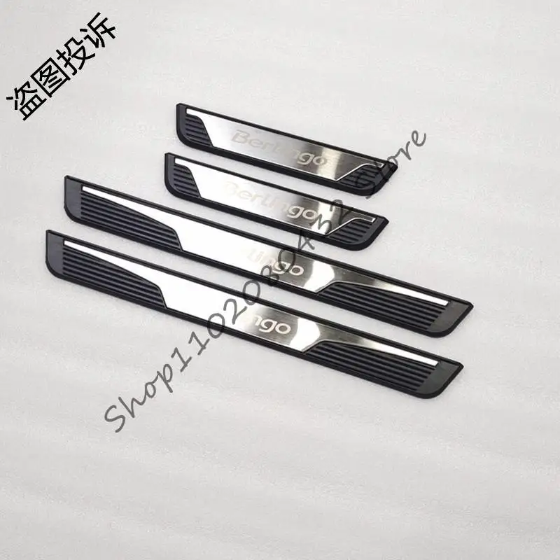 

2-4pcs/lot plastic and stainless steel Door Sill pedal Scuff Plate For Citroen Berlingo B9 2008-2019 car Styling accessories