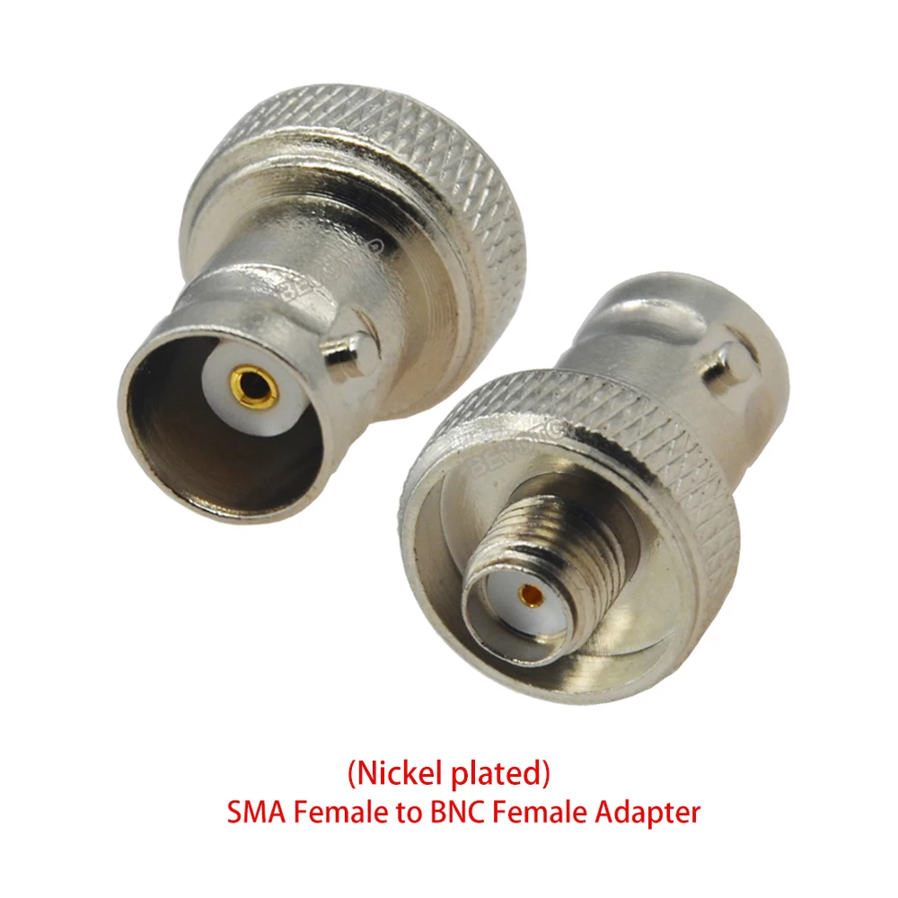 2Pcs/Lot BNC to SMA Connector Antenna Female Nickel Plated Straight Coaxial RF Adapter for Vertex Icom Kenwood |