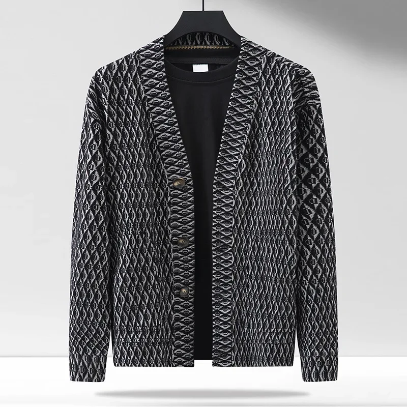 Новое поступление большой осенний мужской кардиган модный повседневный вязаный