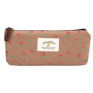 Assorted Flower Floral Canvas Pen Holder Stationery Pencil Pouch Cosmetic Bags Organizer Case