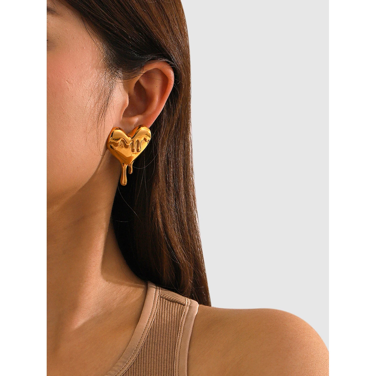 Женские серьги-гвоздики из нержавеющей стали в виде сердца