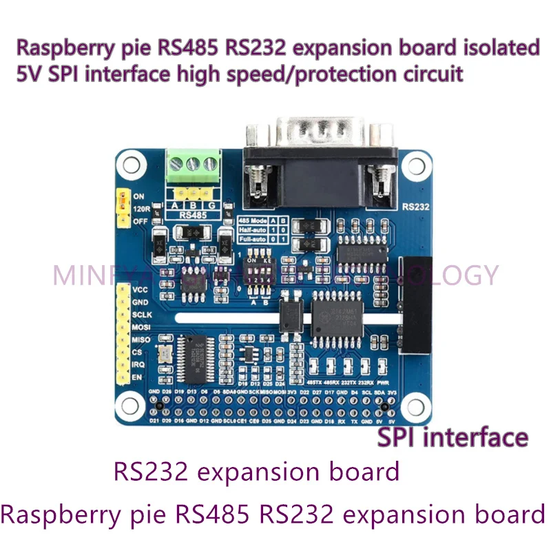 

1PCS/LOT RS485-RS232-HAT Raspberry Pie RS485 RS232 Expansion Board Isolated 5V SPI Interface High Speed/Protection Circuit