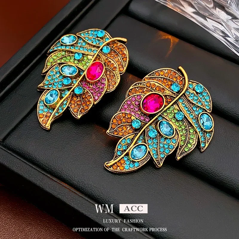 Винтажные серебряные иглы украшенные кольцами серьги с потертыми листьями и