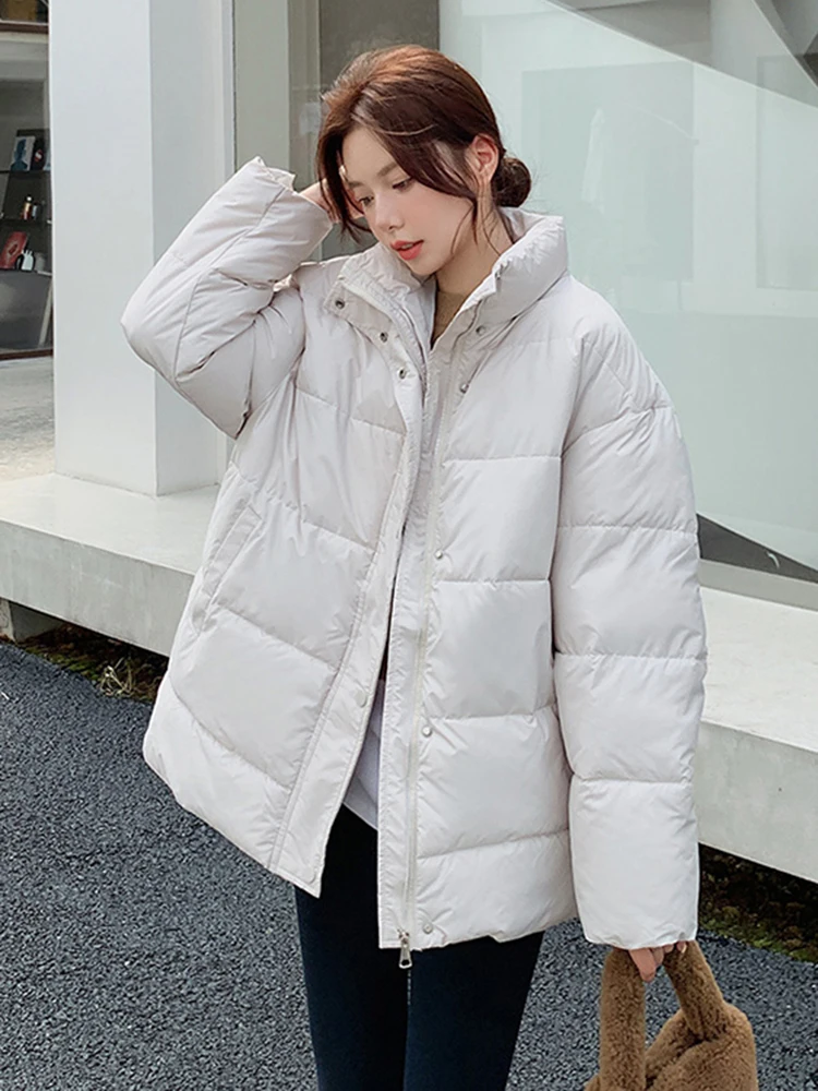 

Winter Coat Warm Padded Thicken Parkas Cotton Women Fashion Jacket Loose Female Outwear Korean Pockets Solid Hooded