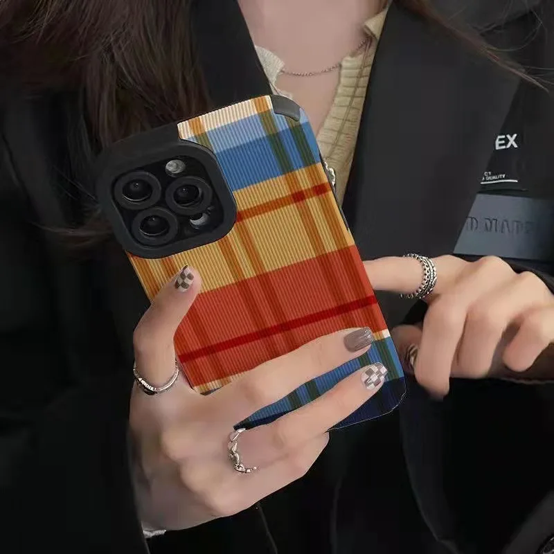 Ins Korea 7 Colour Lattice Drop Phone Case For Iphone 14 13 12 11 Pro Max X XR XSMAX 7 8 Plus Cortical Case Cover New Products