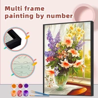 gatyztory diy painting by numbers flower with multi aluminium frame kits picture zero basis handpainted oil painting home decor