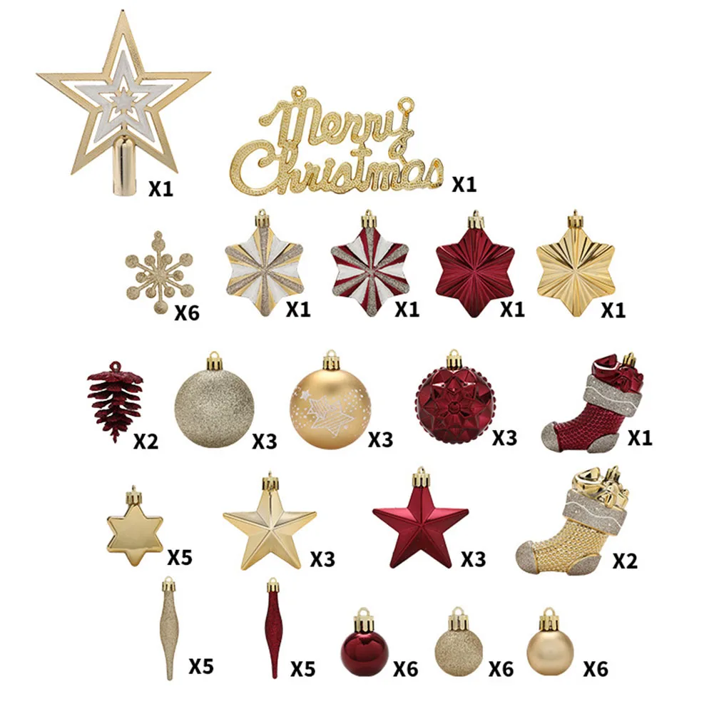 

1box Christmas Balls Bauble Christmas Tree Top Star Ornament Xmas Hanging Pendant Home Party Decor 2023 New Year Gift Navidad