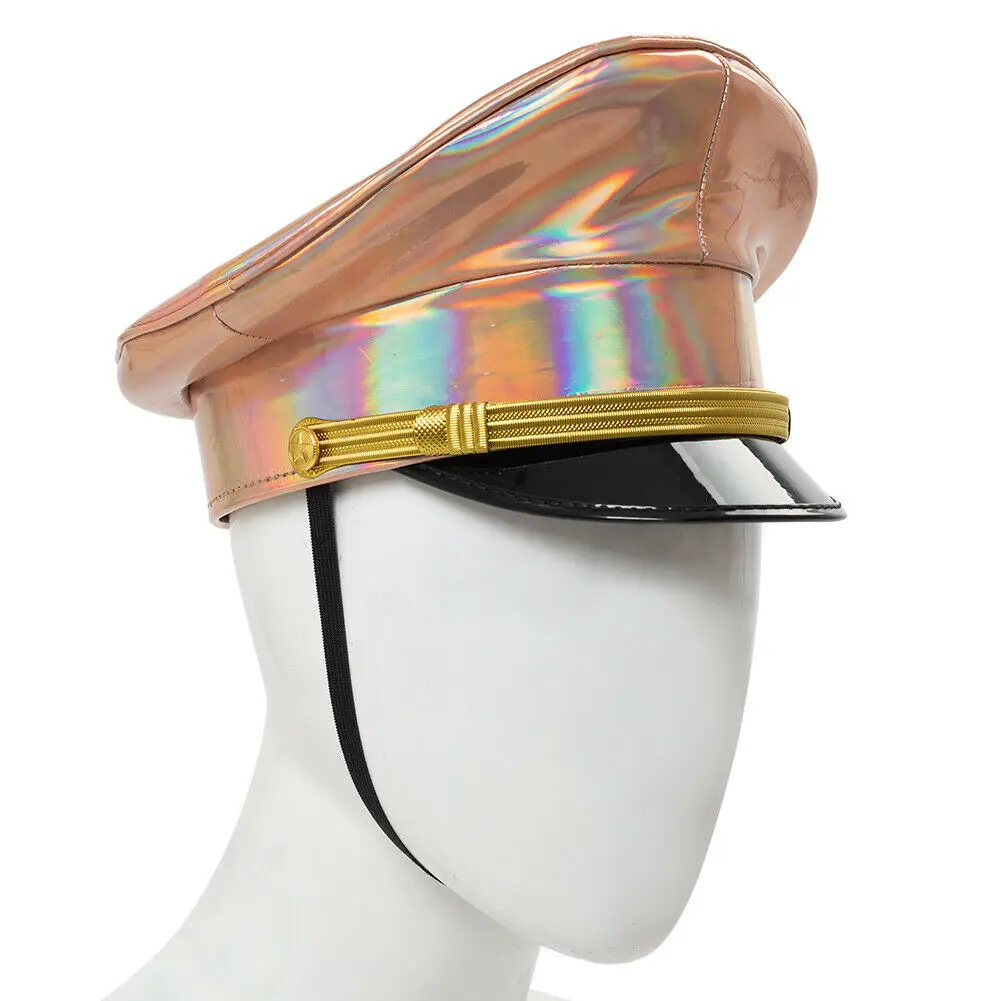 Personality Women PU Leather Captain Cap Prom Performance Big Brimmed Hat Bar Cosplay Show Hat Beret Cap (art.: 3920cf103d145) - 3920cf103d145