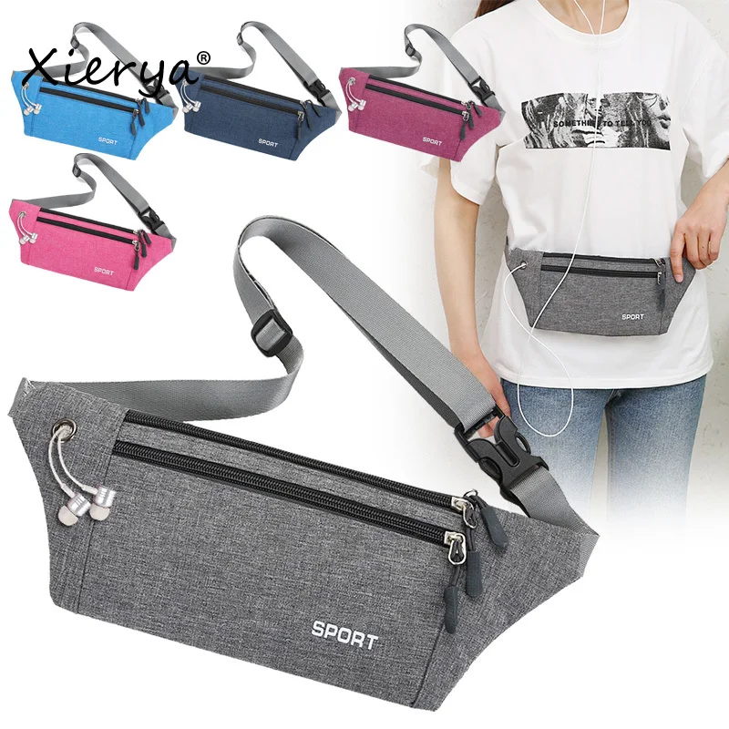 Xierya Running Bags Sports Waist Bag Ultra Thin Men Women Multi-functional Mini Pack  Outdoor Fitness Equipment black Pouch