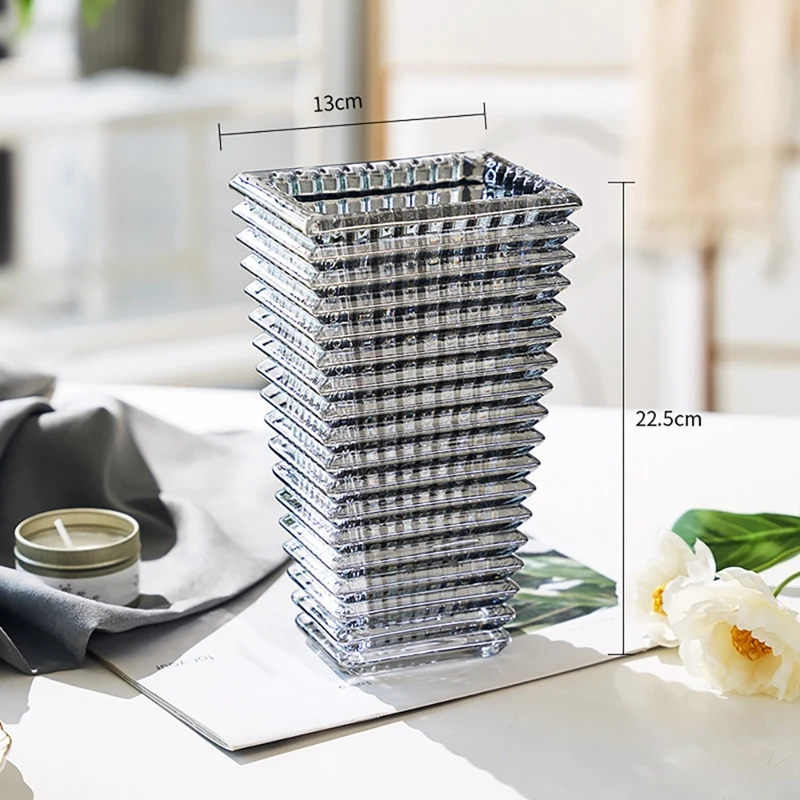 

Quality Nordic Luxury Crystal Vase Flower Arrangement Container Desktop Decoration Rectangular Flower Arrangement Vases