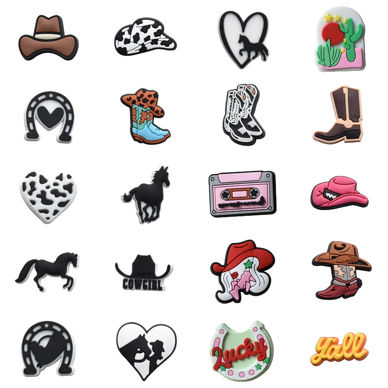 

1Pcs PVC Cowboy for Crocs Charms Badge Unisex Sandals Buckle Kids Pins Decoration Jeans Shoe Accessories X-mas Gift Wholesale