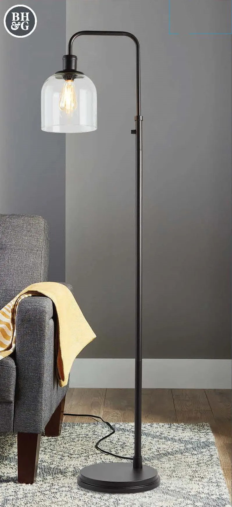 

Farmhouse 60 in 1-Light Floor Lamp, Black Metal Finish