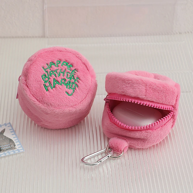 

Kawaii Plush Purse Coin Pouch Cake Bag Pink Mini Coin Potters Purse Earphone Cord Storage Bag