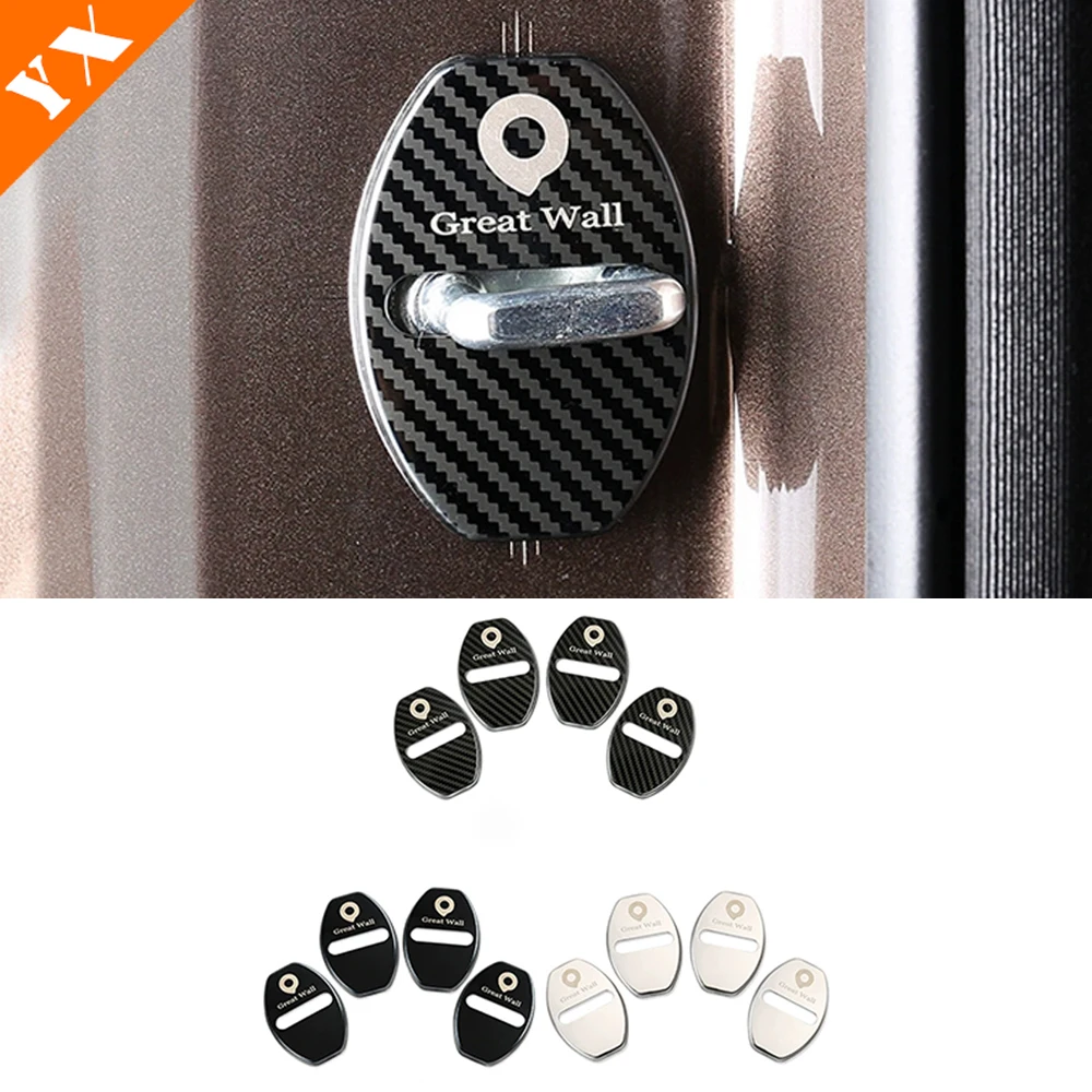 

Черная отделка из нержавеющей стали и углерода для GWM Great Wall Cannon Gwm Poer Ute 2019-2022 крышка дверного замка автомобиля декоративная наклейка крышка ...